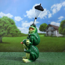 Садовая фигура - фонарь из полистоуна Лягушата с фонарём, h=50 см - Хорошие сувениры фото 4