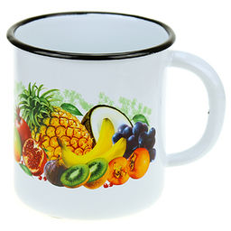 "Экзотика" Кружка эмалированная 1л, д10,5см, h12см, белый (Россия)