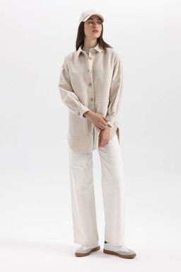 Рубашка-туника из габардина с длинными рукавами Relax Fit - Defacto фото 2