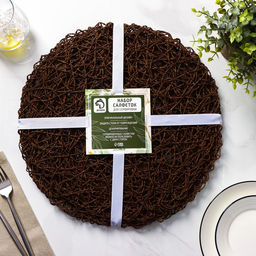 Набор салфеток сервировочных на стол Доляна Одуванчик, 4 шт, d=38 см, цвет коричневый  фото 13