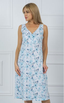 Ночная сорочка "Большие голубые цветы на снегу"