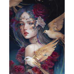 Алмазная мозаика с частичным заполнением на холсте «Птицы», 30×40 см