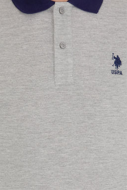 U. S. Polo Assn Мужская серая меланжевая футболка с воротником-поло - U.s. polo assn фото 12