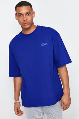 Saks Oversize %100 Pamuklu Bisiklet Yaka Minimal Yaz_ Bask_l_ Tok Kuma_ T-shirt TMNSS23TS00084