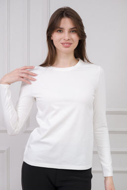 Лонгслив женский из кулирки с лайкрой молоко макси - Амадэль фото 5