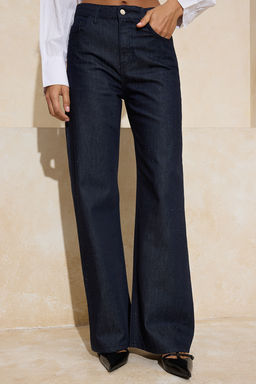 Koyu Mavi Tasl? Yuksek Bel Wide Leg Jeans TWOSS26JE00072 - Trendyolmilla фото 4