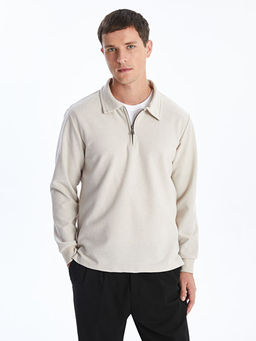Polo Yaka Uzun Kollu Erkek Sweatshirt