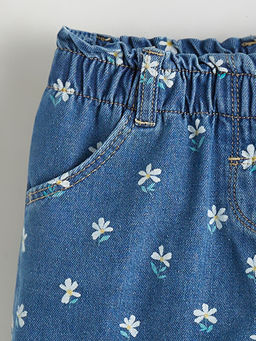 ?i?ek Desenli K?z ?ocuk Jean ?ort