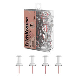 Силовые кнопки-гвоздики 50шт. в пласт. коробке, прозрачные "Rose Gold" (65316) "ErichKrause"