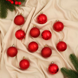 Ёлочные игрушки Агнет, шары новогодние, d=5 см, набор 12 шт., диско, красный - Зимнее волшебство фото 2