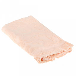 Полотенце махровое "Вензель" 70х140см, хлопок 100%, с бахромой, персиковый (Китай)
