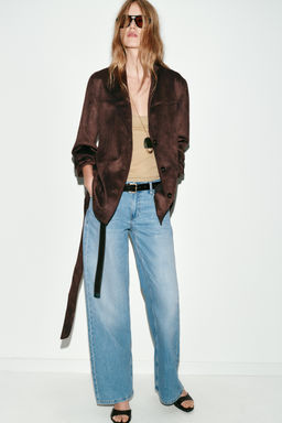 FAUX SUEDE JACKET WITH BELT - Zara фото 11