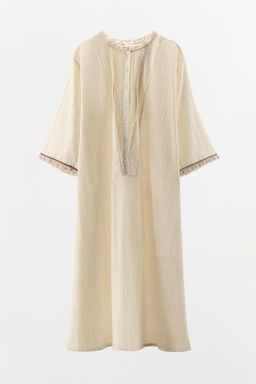 LIMITED EDITION CONTRAST LINEN BLEND KAFTAN - Zara фото 6