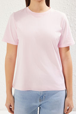 TRENDYOLMILLA Ekru %100 Pamuk Premium Basic Bisiklet Yaka Orme T-Shirt TWOSS23TS00042  фото 3