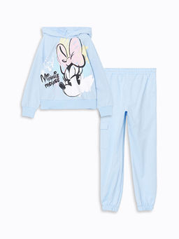 Kap??onlu Minnie Mouse Bask?l? K?z ?ocuk Pijama Tak?m