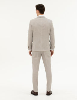 Bej Ex. Slim Fit Y_n Tak_m Elbise