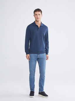 Polo Yaka Uzun Kollu Erkek Sweatshirt