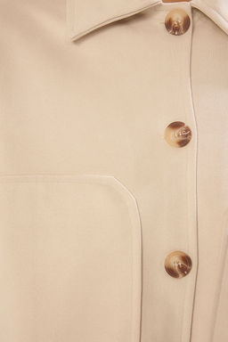 TRENDYOLMILLA Ekru Regular Suet Gomlek Yaka Ince Ceket Mont TWOSS25MO00011 фото 4