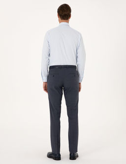 Koyu Mavi Slim Fit Y_n Kar___ml_ Kuma_ Pantolon