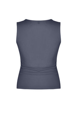 Gri Duz Kare Yaka Ask?l? Buzgulu Fitted/Vucuda Oturan Esnek Orme Bluz TWOSS24BZ00400