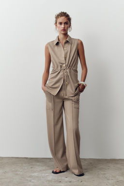 BUTTONED TWILL WAISTCOAT