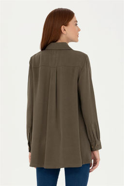 Женская рубашка цвета хаки с длинным рукавом - U.s. polo assn фото 5