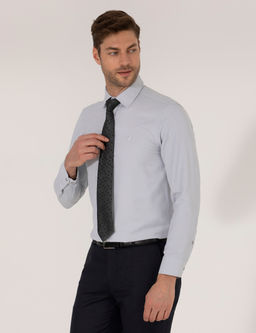 Gri Slim Fit Oxford G_mlek