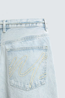 JORTS DENIM BAGGY FIT BORDADOS / Azul claro - Zara фото 10