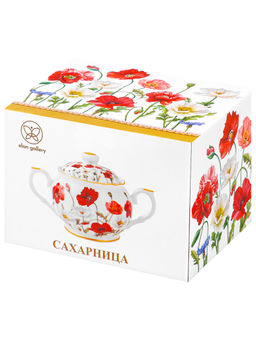 Сахарница 350 мл 16,5*11*10,5 см "Маки" фарфор NEW BONE CHINA