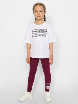 CRB wear/CWJG 70401-24 Брюки модель легинсы для девочки,бордовый/Ex.Cherubino  фото 3