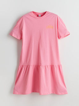 Bisiklet Yaka London Bask?l? K?z ?ocuk Elbise