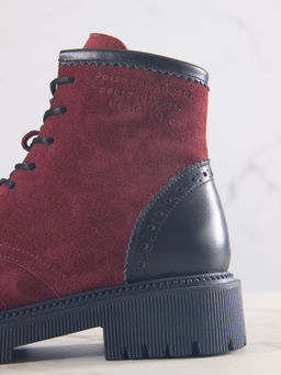 Ботинки 319.taskanabl.Бордо замша+черный/мех