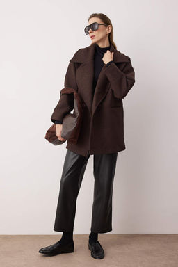 Kahverengi Oversize Diagonel Mono Kapama Midi Kase Kaban TWOAW26KB00075