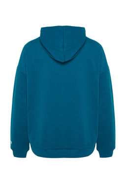 TRENDYOL MAN Siyah Kapusonlu Oversize/Genis Kesim Nak?sl? Etiketli Yumusak Kumas Sweatshirt TMNAW24SW00031 - Trendyolmilla фото 8