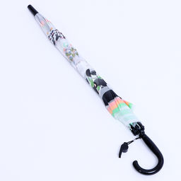 Зонт - трость детский «Панда с малышом», полуавтоматический, 8 спиц, R=42/47 см, d=84 см, белый