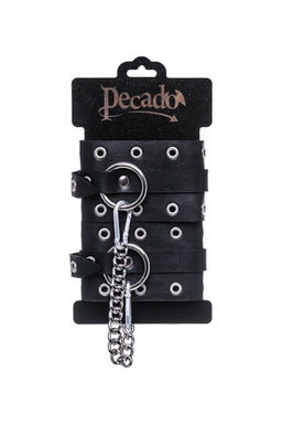 Оковы Pecado BDSM, однослоиные с люверсами, натуральная кожа, черные