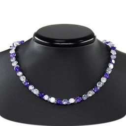 Бусы фианит "хрусталь+аметист+аметист", граненые, короткие 40см