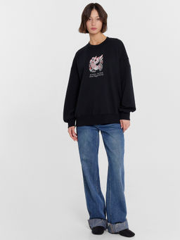 Свитшот женский в черном цвете с печатью черный +печать 122919/1 - Mark formelle фото 13