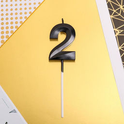 Свеча в торт цифра 2, чёрная - Страна карнавалия фото 2