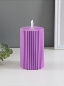 Светодиодная свеча, ночник LED RISALUX «Уют», 3×ААА, сиреневый, 7.5×7.5×12.5 см