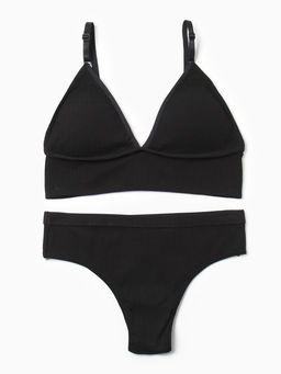 Комплект нижнего белья женский (топ, трусы) Collorista, чёрный, размер 46-48