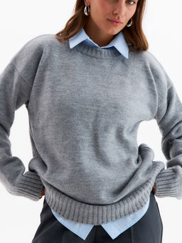 Джемпер женский MINAKU: Knitwear collection, светло-серый, размер 46-48  фото 12
