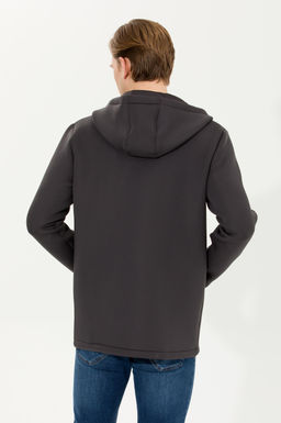 U. S. Polo Assn / Мужской вязаный кардиган с капюшоном антрацитового цвета - U.s. polo assn фото 5