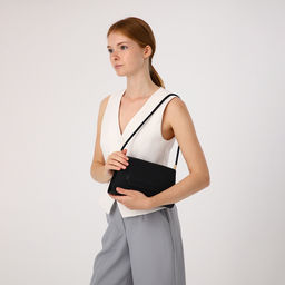 Сумка женская мессенджер без застёжки, 26×7×15 см, чёрная