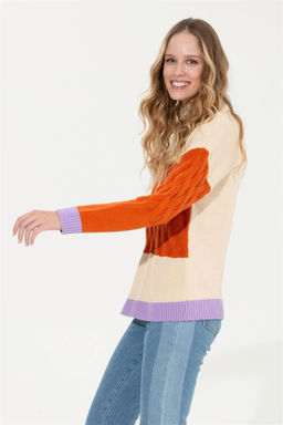 U. S. Polo Assn Женский кремовый меланжевый свитер с круглым вырезом - U.s. polo assn фото 10