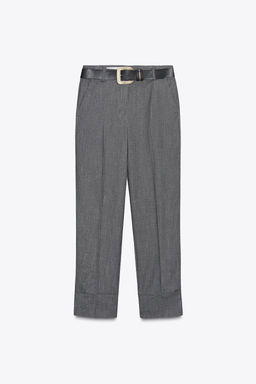 TROUSERS WITH BELT AND TURN-UP HEMS