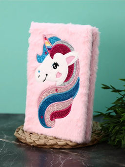 Блокнот плюшевый "Unicorn head", pink mix, 21х14,5 см, плотность 80 гр.