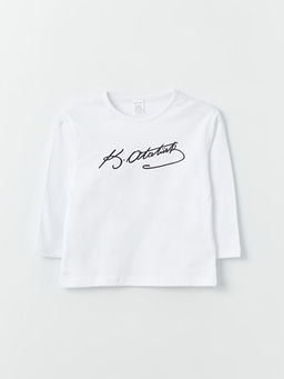 Bisiklet Yaka Atat?rk ?mza Bask?l? K?z Bebek Ti??rt