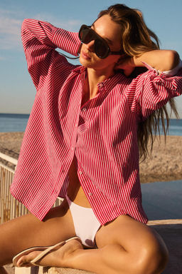 CAMISA RAYAS PU?O COMBINADO / Rojo / Blanco