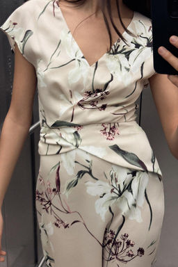 FLORAL PRINT SATIN MIDI DRESS - Zara фото 2